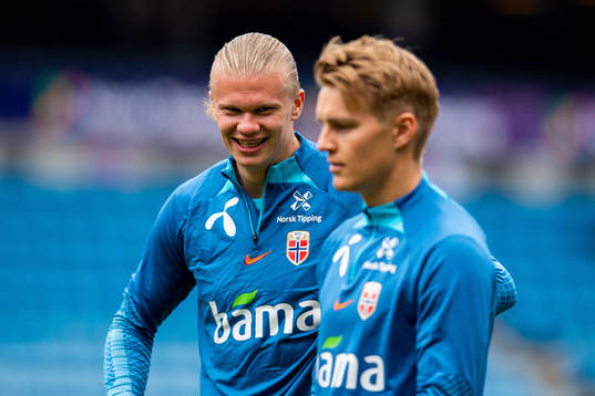Erling Braut Haaland and Martin Ødegaard of the Norwegian