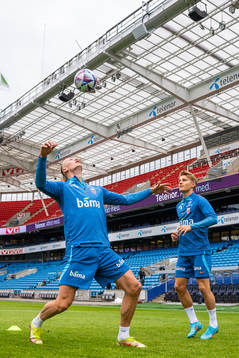 Erling Braut Haaland and Martin Ødegaard of the Norwegian