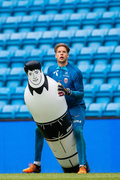 Goalkeeper Ørjan Håskjold Nyland of the Norwegian