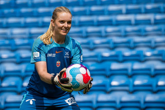 Goalkeeper Guro Pettersen of the Norwegian women's national