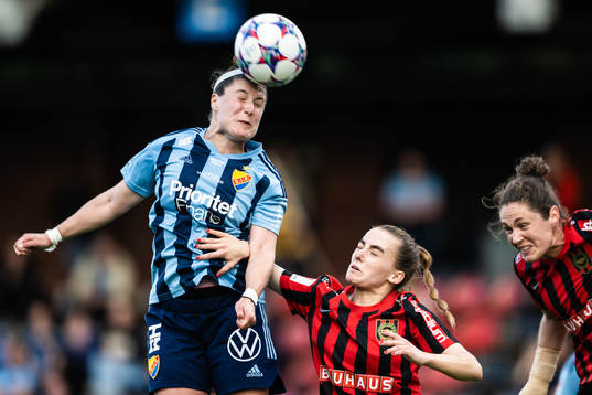 Djurgårdens Hayley Dowd och Brommapojkarnas Filippa Wallén