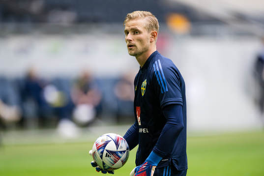 Goalkeeper Jacob Rinne of the Swedish national football team