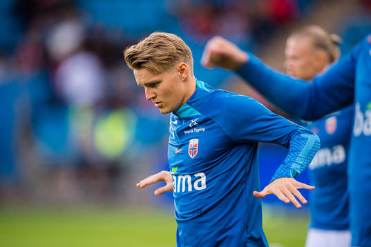 Martin Ødegaard of Norway warms up