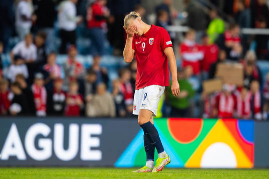 Erling Braut Haaland of Norway looks dejected