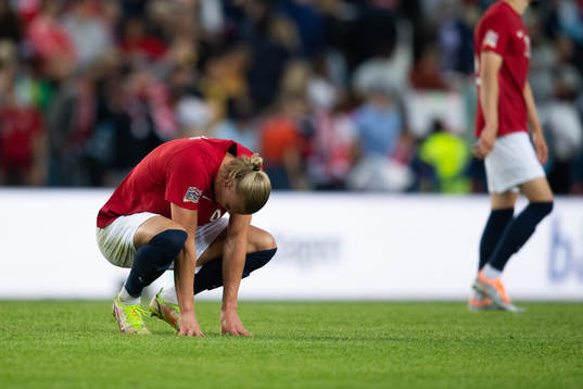 Erling Braut Haaland of Norway looks dejected