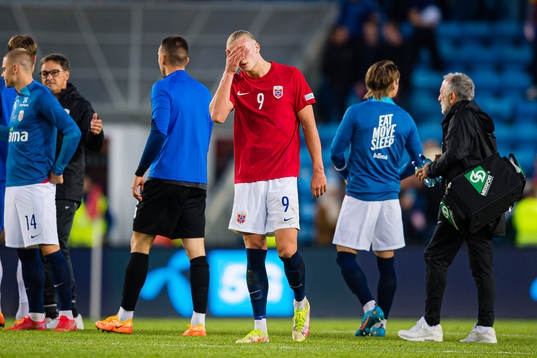 Erling Braut Haaland of Norway looks dejected
