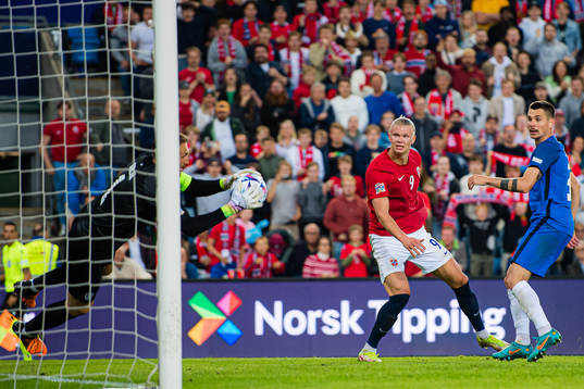 Erling Braut Haaland of Norway missing a chance to score