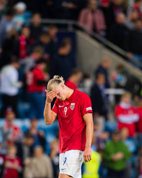 Erling Braut Haaland of Norway looks dejected
