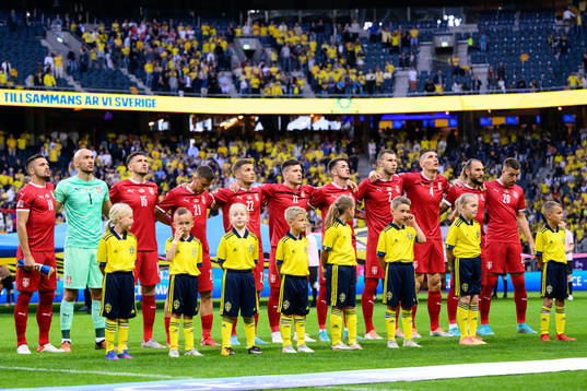 Players of Serbia at lineup