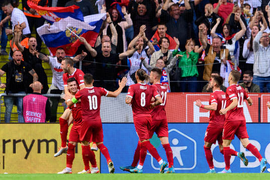 Luka Jovic of Serbia celebrates