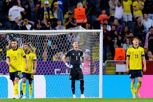 Goalkeeper Robin Olsen of Sweden looks dejected