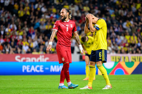 Ludwig Augustinsson of Sweden looks dejected