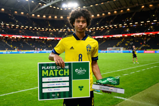 Jens Cajuste of Sweden is awarded player of the match