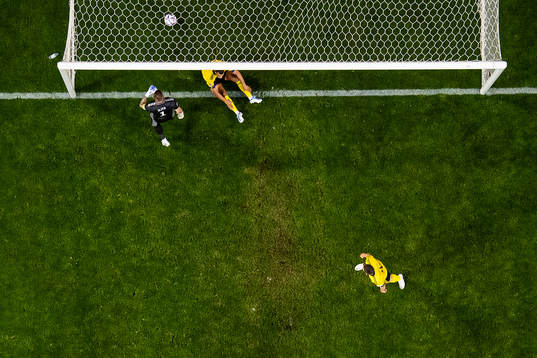 goalkeeper Robin Olsen of Sweden looks dejected