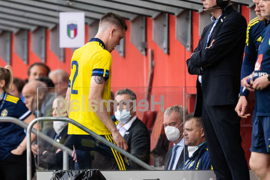 Emil Holm of Sweden looks dejected