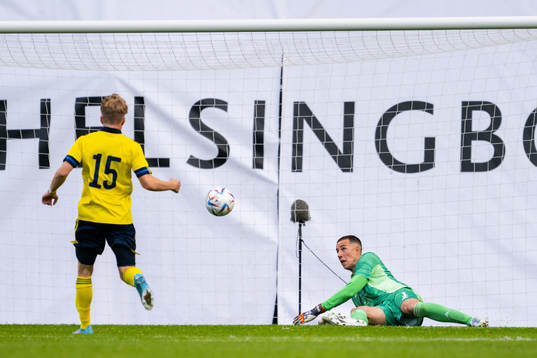 Goalkeeper Samuel Brolin of Sweden