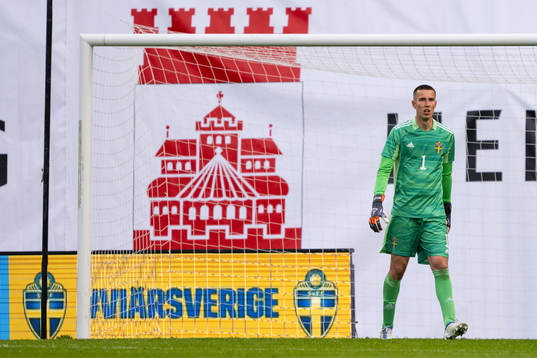 Goalkeeper Samuel Brolin of Sweden