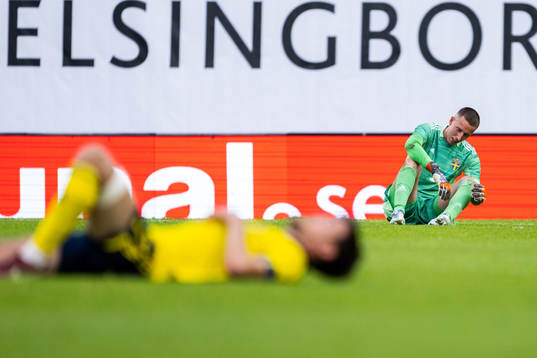 Goalkeeper Samuel Brolin of Sweden looks dejected
