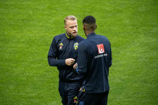 Daniel Sundgren and Alexander Isak of Sweden