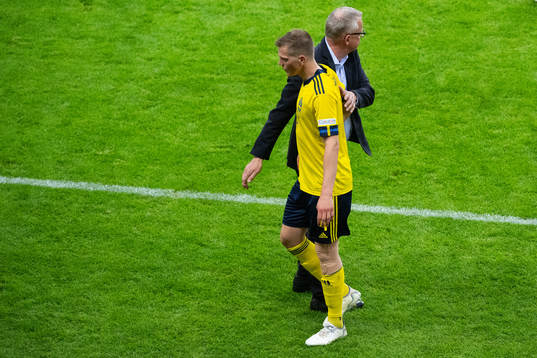 Joakim Nilsson of Sweden in pain
