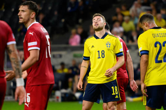 Gabriel Gudmundsson of Sweden looks dejected