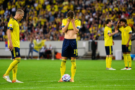 Ludwig Augustinsson and Mattias Svanberg of Sweden look