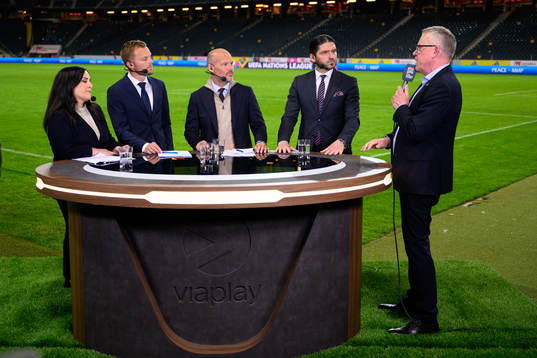 Head coach Janne Andersson of Sweden in the Viaplay studio