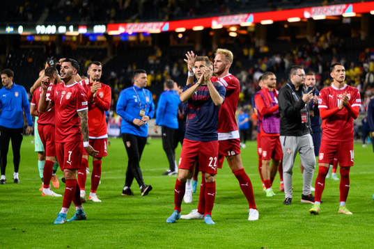 Players of Serbia celebrate