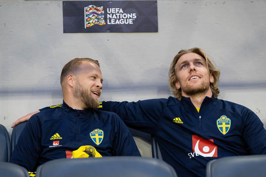 Daniel Sundgren and Emil Forsberg of Sweden