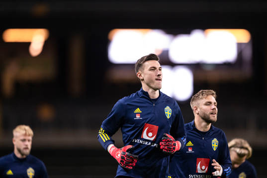 Goalkeeper Andreas Linde of the Swedish national football