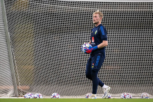 Goalkeeper Jacob Rinne of the Swedish national football team