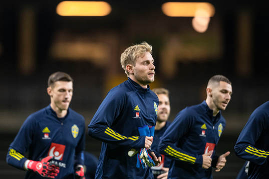 Goalkeeper Jacob Rinne of the Swedish national football team