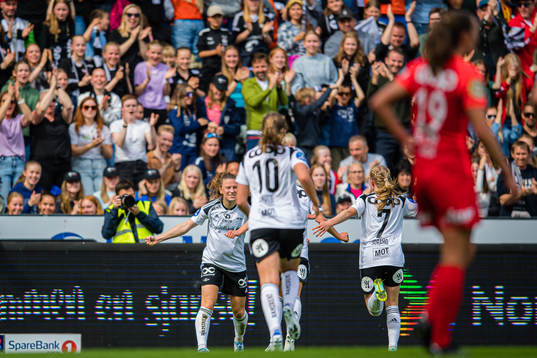 Synne Skinnes Hansen of Rosenborg celebrates