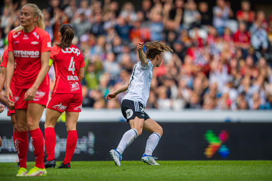 Synne Skinnes Hansen of Rosenborg celebrates