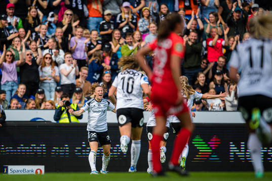 Synne Skinnes Hansen of Rosenborg celebrates