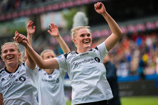 Kristine Bjørdal Leine of Rosenborg celebrates