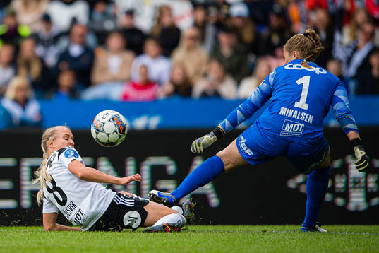 Maria Olsvik of Rosenborg and Aurora Mikalsen of Brann