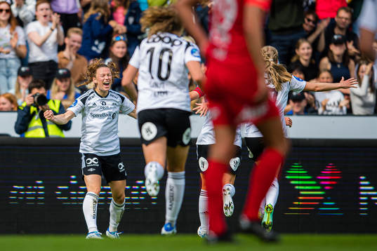 Synne Skinnes Hansen of Rosenborg celebrates