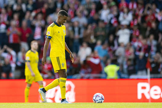 Alexander Isak of Sweden looks dejected