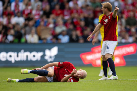 Erling Braut Haaland of Norway in pain