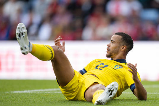 Robin Quaison of Sweden looks dejected
