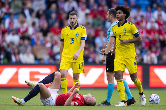 Erling Braut Haaland of Norway in pain