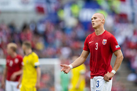 Leo Østigård of Norway looks dejected