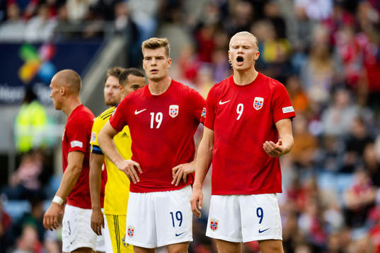 Erling Braut Haaland of Norway reacts