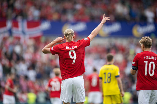 Erling Braut Haaland of Norway celebrates the 2-0 goal