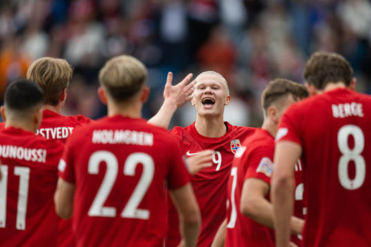 Erling Braut Haaland of Norway celebrates the 3-1 goal by