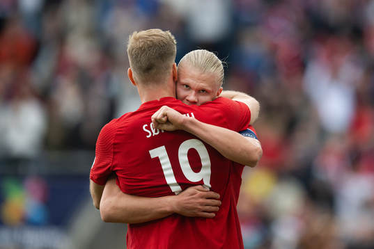Erling Braut Haaland and Alexander Sørloth of Norway