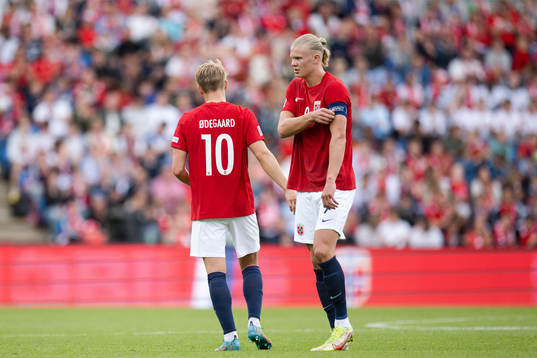 Martin Ødegaard and Erling Braut Haaland of Norway