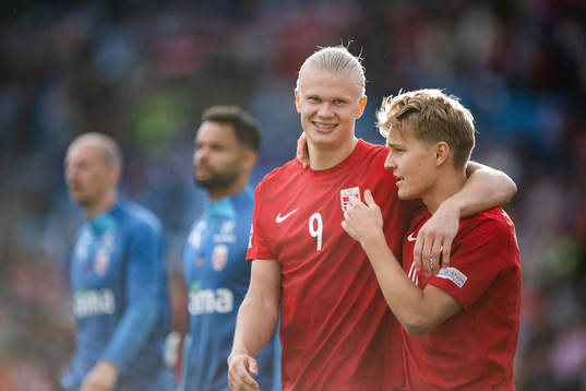 Erling Braut Haaland and Martin Ødegaard of Norway