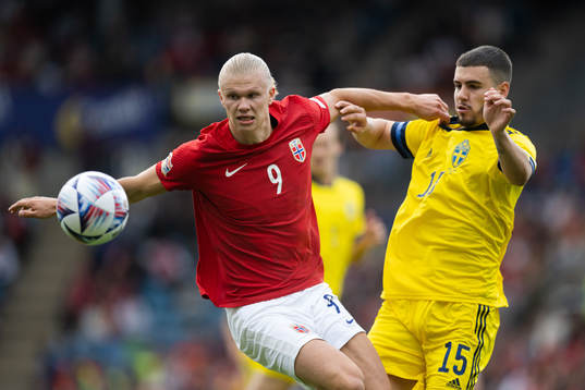 Erling Braut Haaland of Norway and Edvin Kurtulus of Sweden